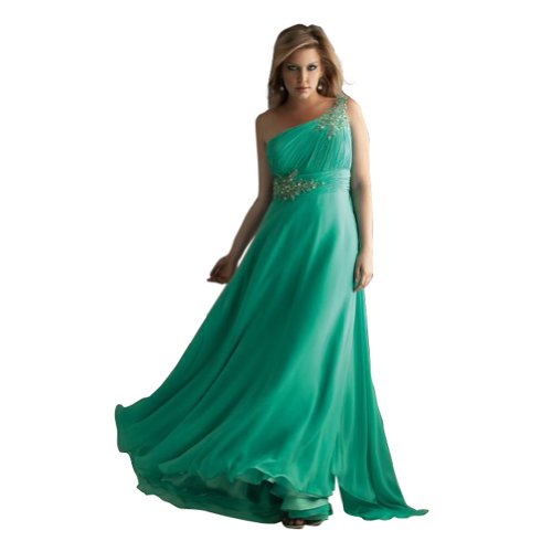 GEORGE BRIDE Sheath/ Column One Shoulder Floor Length Evening Dress With Beaded Appliques