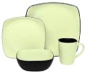 Corelle Hearthstone Stoneware Square 16-Piece Set, Service for 4, Moss