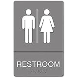HeadLine ADA Approved Restroom Sign, Restroom Symbol Tactile Graphic, Molded Plastic, 6 x 9 Inches (4812)