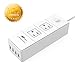 FlePow Power Strip 1250W 2 AC Plugs+4 USB Port Travel Charger 1700 Joule Surge/Overload Protection 20W Smart USB Ports for iPhone, iPad, Samsung and Smartphone, Tablet and Home Power Protection