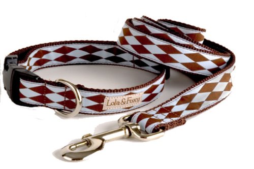 Lola & Foxy Joker Blue with Brown Diamonds Dog Leash, 1
