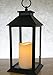 Decorative Black Lantern - LED Flickering Flameless Pillar Candle with 5 Hour Timer Included - Indoor/Outdoor Lantern - 13