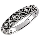 14Kt White Gold Floral Vintage Style Diamond Wedding Band