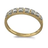 9ct Yellow Gold 10pts Diamond Set Fancy Half Eternity Ring Size O