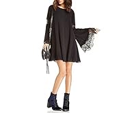 Sexy Lace Chiffon Long Sleeves Puff Sleeves  Shirt  Dress