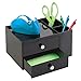mDesign Office Supplies Desk Organizer for Scissors, Pens, Markers, Highlighters, Tape - 2 Drawers & Caddy, Black