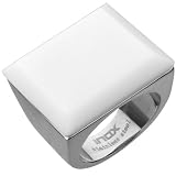 Inox Jewelry Women's White Onyx Square Stone 316L Stainless Steel ring