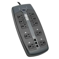 Tripp Lite TLP1008TEL 10 Outlet Surge Protector (2395 Joules, Tel/DSL)