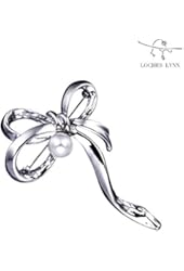 Loches Lynn Bowknot Butterfly & Pearl Fashion Brooch Pendant (B-10430G)
