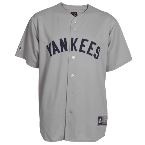 MLB Men's New York Yankees 1927 Cooperstown Short Sleeve Synthetic Replica Baseball Jersey (Yankee Grey, XX-Large)