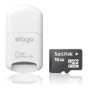ELAGO Mobile Micro SD & M2 Reader (White) + Sandisk 16GB Microsdhc Memory Card