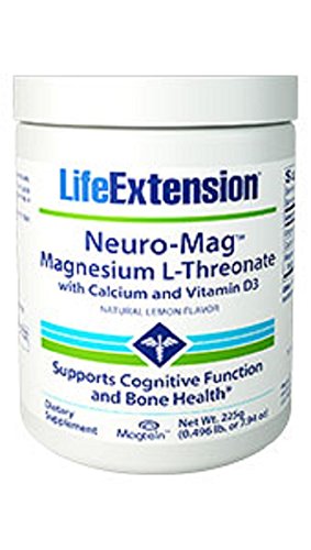 Life Extension Neuro-Mag Magnesium L-Threonate w/ Calcium and Vitamin D Lemon 225 gram powder