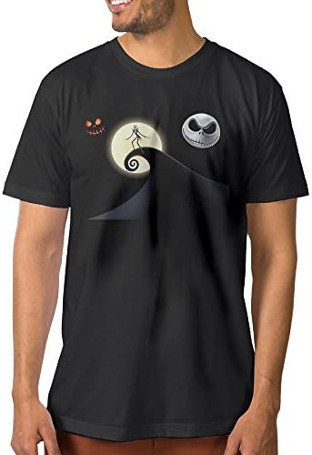 Tim Burton's The Nightmare Before Christmas Jack &amp; Sally Men's Cotton T-shirts Black