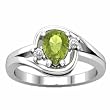 14K White Gold Peridot and Diamond Ring