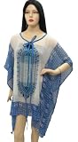Sheer elegant Print Drawstring Neck Short Caftan Tunic Cover up Kaftan