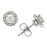 Round prong & Pave Diamond Stud Earrings .97cttw
