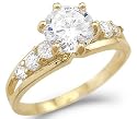 Solid 14k Yellow Gold New Solitaire Round CZ Cubic Zirconia Engagement Ring 1.5 ct