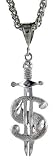 Sterling Silver 1 9/16 (40 mm) Diamond Cut Dollar Sign Pendant