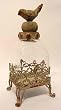 Bird Glass Dome Bell Jar Cloche Terrarium with Rustic Metal Pedestal Base (Small)