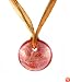 Necklace - N127 - Murano Glass Style - Round Shape ~ Red, Copper and Silver hung on Brown 5 Strand Organza and Cotton Cord + 2