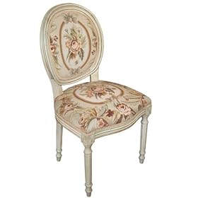 123 Creations C294WDC Pair of Rose Garland Needlepoint Dining Chairs in White Wash - 100 Percent... by 123 Creations