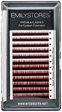 EMILYSTORES Lash Eyebrow Extensions Color Light Brown Thickness 0.10 mm Length 5/6/7/8MM Mixed Sizes One Tray