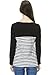 Bearsland Women's Maternity Nursing Striped Patchwork Breastfeeding Top,Black,Medium
