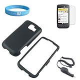 Black Soft Touch Front-Back Cover for LG Optimus S LS670 + Clear Protective ....