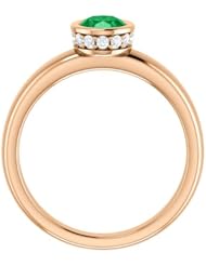 10K Rose Gold 7.00x5.00mm Oval Cut Emerald and Diamond Ring -- LIFETIME WARRANTY