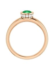 14K Rose Gold 7.00x5.00mm Oval Cut Emerald and Diamond Ring -- LIFETIME WARRANTY