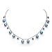 Sterling Silver 7-8mm Blue Freshwater Pearl with Iolite Gemstones Necklace 16+2