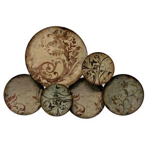 French Decor Floral Circle Wall Art Hanging Metal