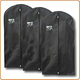 from HANGERWORLD Discounted Pack of 3 Breathable Smart Black Suit Garment Clothes Covers Bags - 100cm - Suit size