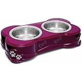 Loving Pets Dolce Diner Dog Bowl, Medium, 1 Quart, Merlot ( 2 Bowl Set )