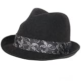 New 100% Wool Polished Felt Satin Fedora Trilby Hat Grey Medium