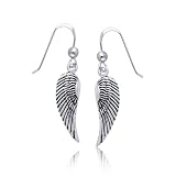 Bling Jewelry Sterling Silver Single Angel Feather Wings Dangle Earrings
