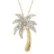 10k Yellow Gold Diamond Palm Tree Pendant (I-J Color, I3 Clarity), 18"