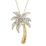 10k Yellow Gold Diamond Palm Tree Pendant (I-J Color, I3 Clarity), 18
