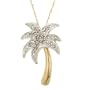 10k Yellow Gold Diamond Palm Tree Pendant (I-J Color, I3 Clarity), 18"