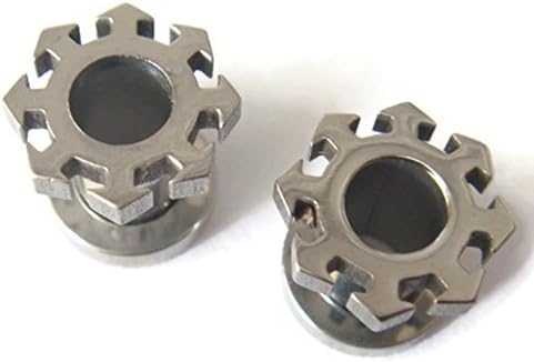 Pair 2g 2 Gauge 6mm Lobe Screw Flesh Tunnels Ear Plugs Rings Earlets Tunnel Body Piercing