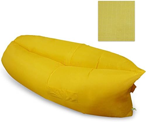 Inflatable Lounger Air Filled Balloon Furniture with Carry Bag. Inflates in Seconds. Hangout as Lounge Chair, Bean Bag, Air Hammock, Sofa, Couch, Kaisr Original Air Bag by SantisRR (Yellow)