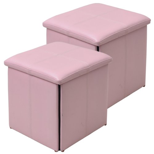 山善(YAMAZEN) (2個組)折りたたみ収納スツール(35cm角) QBX-3535(PI)*2 ピンク 