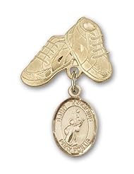 Gold Filled Baby Badge with St. Tarcisius Charm and Baby Boots Pin