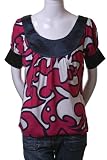 Bisou D' Eve Geo Tribal Patern Boat Neck Blouse Top Purple