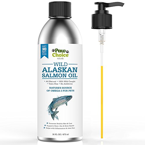 Wild Alaskan Salmon Oil for Dogs and Cats - Best Omega 3 Fish Oil for Healthy Coat, Joints & Heart - Wild Caught, No Additives, Toxin Free, Human Grade, Made in USA, 16oz Aluminum Bottle with Pump