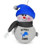Pack of 3 NFL Detroit Lions Plush Snowman Christmas Ornaments 6"