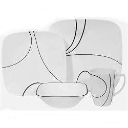 Corelle Simple Lines Square 16-Piece Dinnerware Set, Service for 4