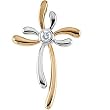 14K Two-Tone Gold Diamond Cross Pendant