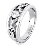 Polished Stainless Steel Cut Out Claddagh Band