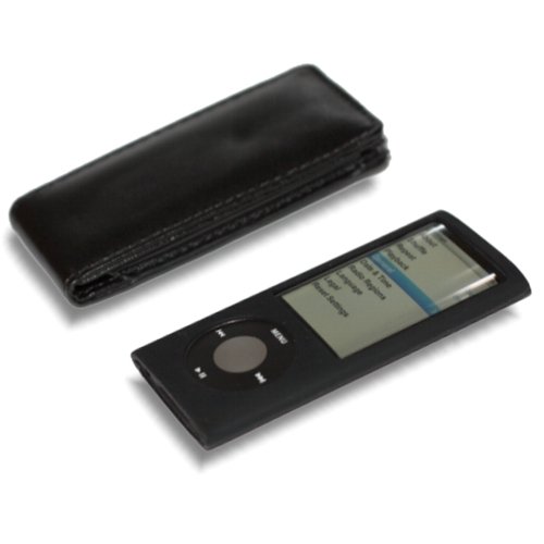 New 5th Generation Nano Black Flip Case & Black Silicone Cover With Screen Protector For the New Apple iPod 5G Nano with Camera (Sep 2009) 8GB & 16GB